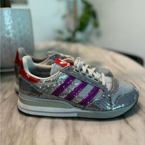 Adidas Women's Sequin Sneakers - Gray and Purple